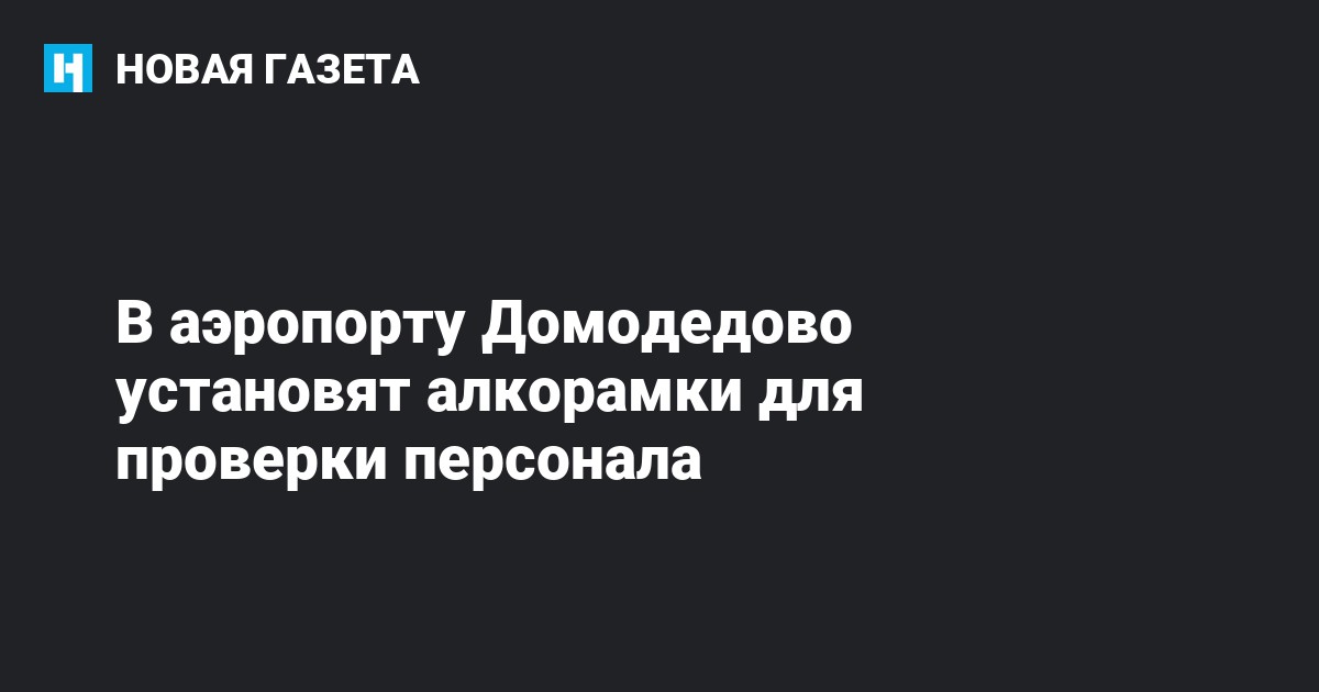 В аэропорту Домодедово установят алкорамки для проверки персонала ...