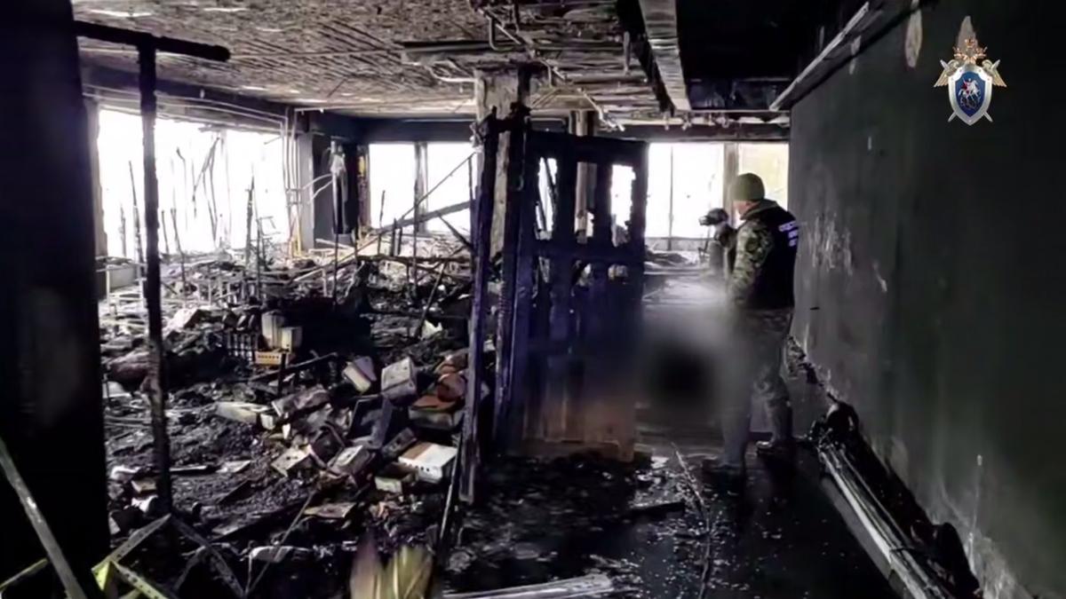 Пожар потушен. Кадр из съемки Следственного комитета Москвы