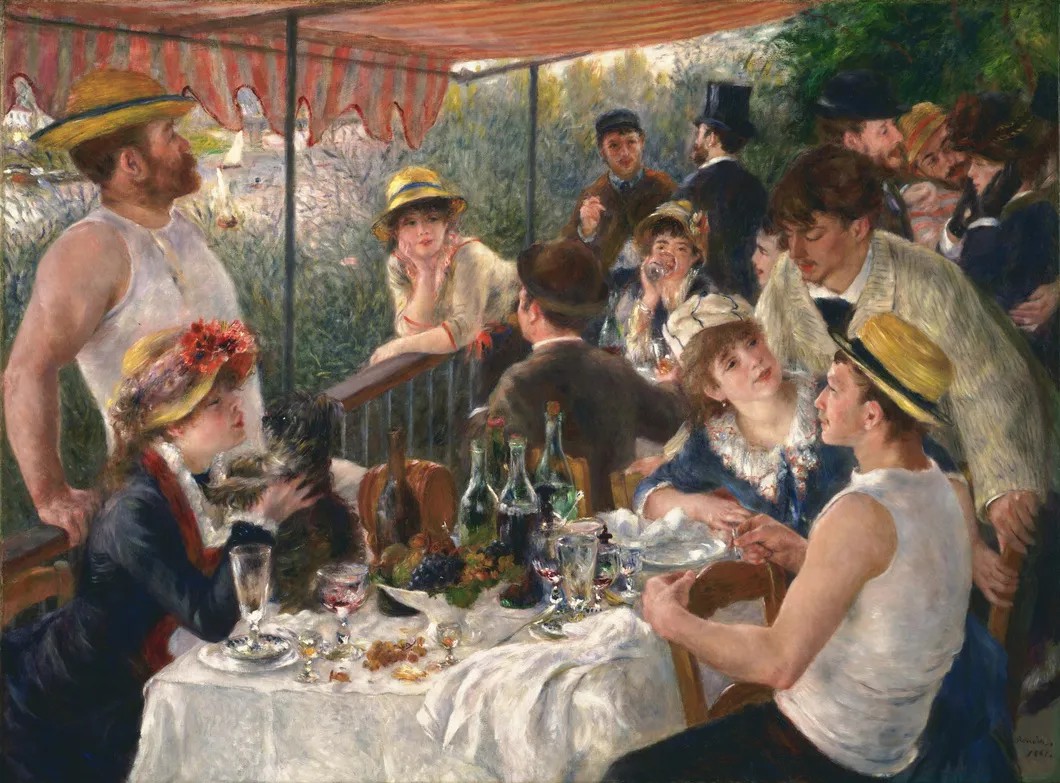 Шарль Эфрусси (в цилиндре) на картине «Завтрак лодочников» Ренуара