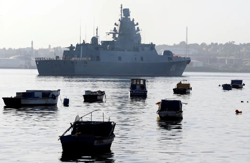 Russian military ship «Admiral Gorshkov» in the port of Cuba (2019). Photo: EPA