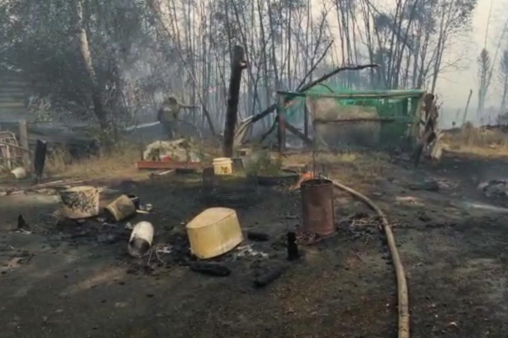 Лесной пожар уничтожил постройки. Фото: ГУ МЧС Якутии / ТАСС