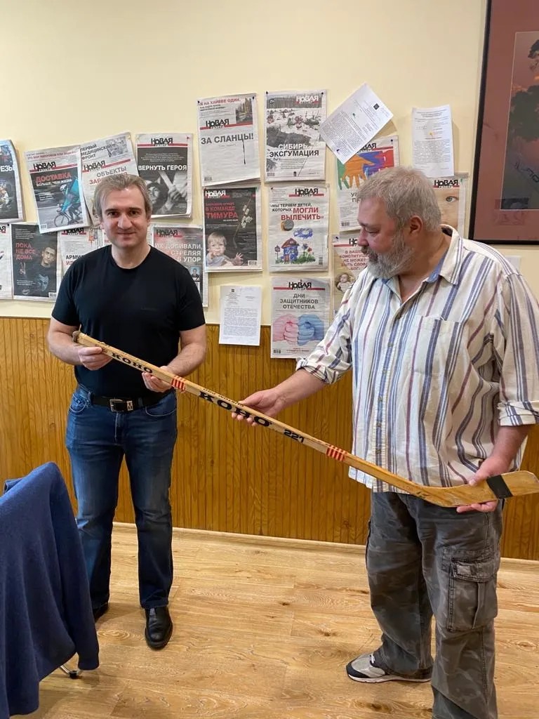 Александр Харламов и Дмитрий Муратов в редакции «Новой», 11 мая 2020 года. Фото: «Новая газета»