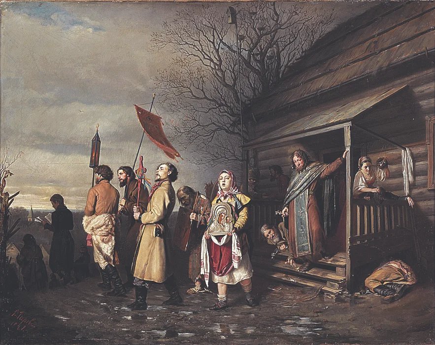 Донос. Сельский крестный ход на Пасхе. Василий Перов, 1861 год.