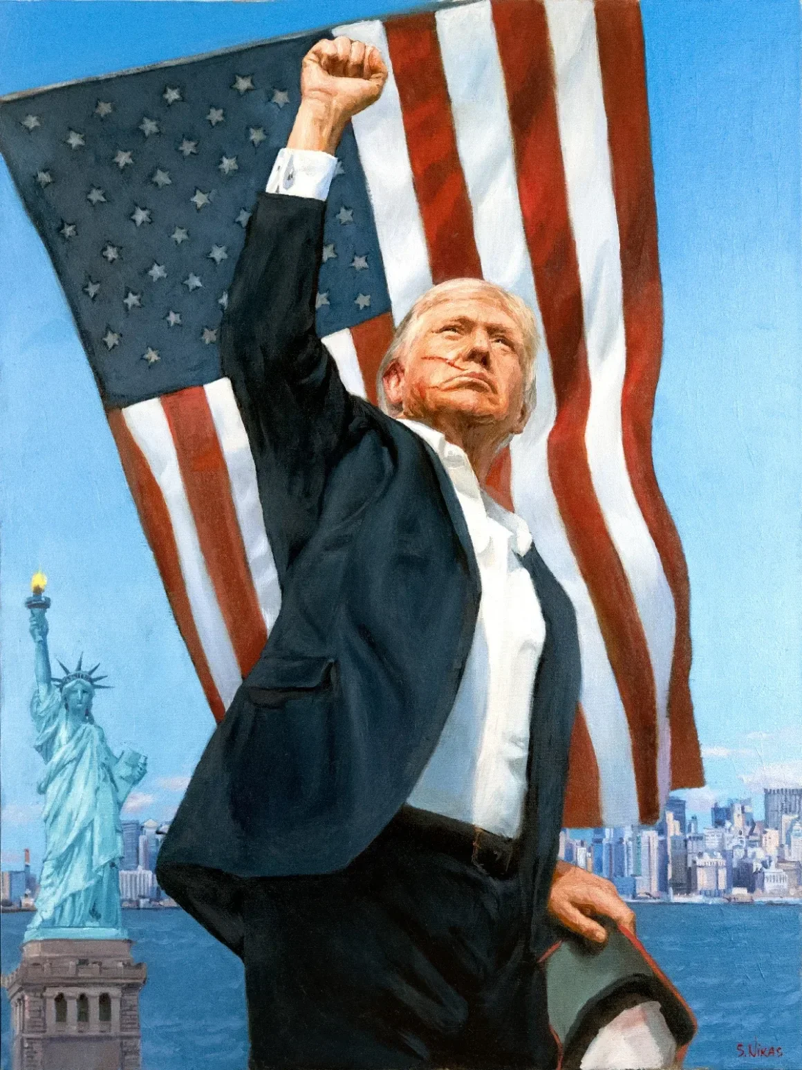 Потрет, подаренный Дональду Трампу Владимиром Путиным. Автор: Никас Сафронов