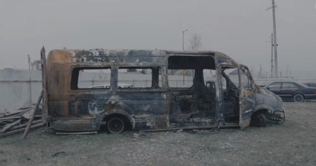 Сгоревший автобус правозащитников. Фото: соцсети