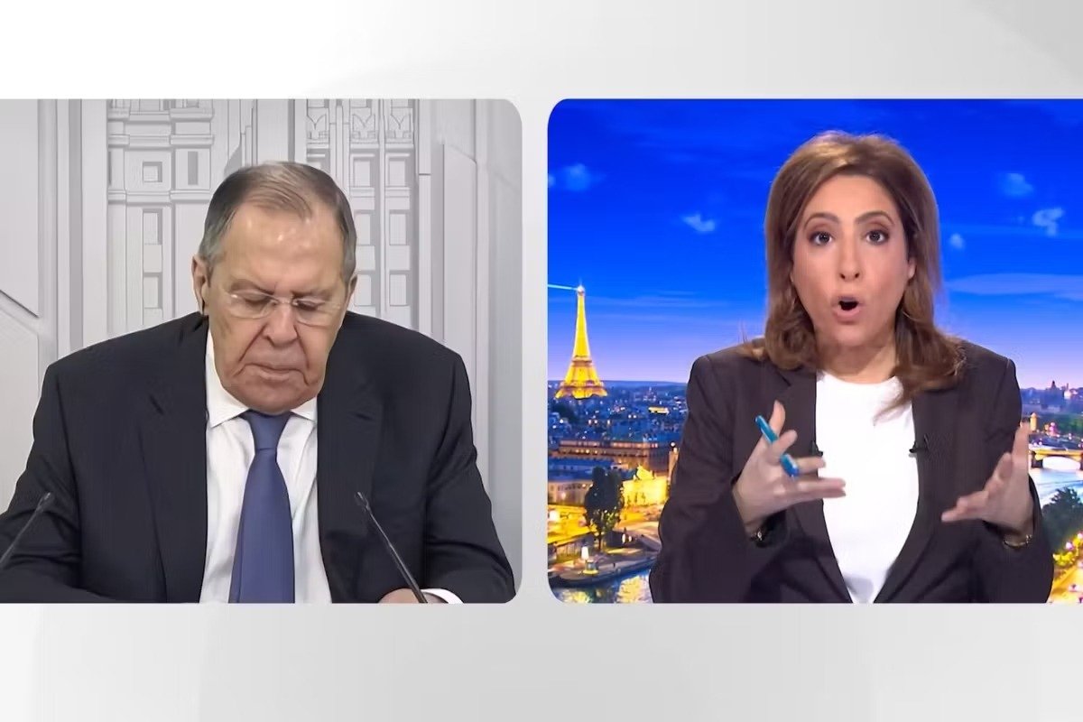 Сергей Лавров дает интервью Лее Саламе. Скриншот с видео