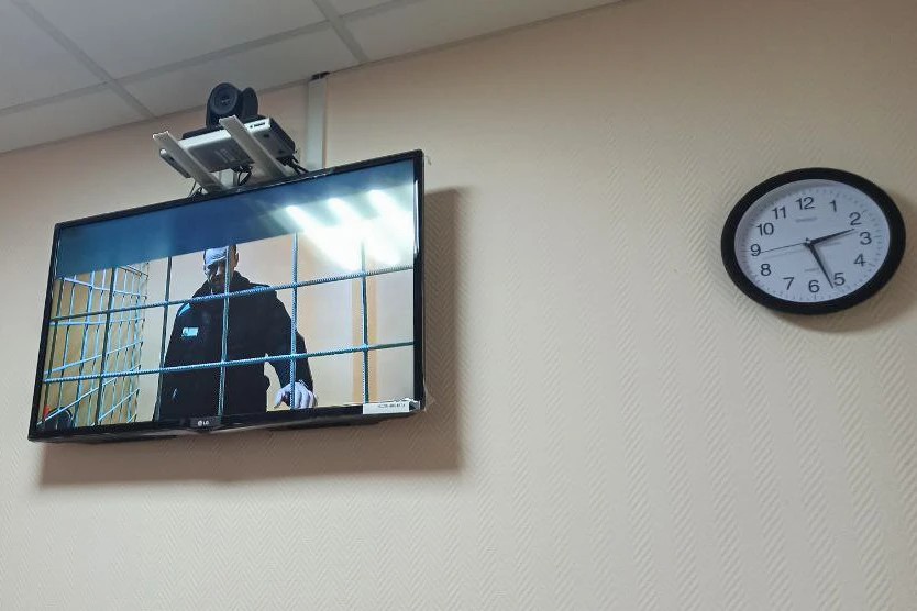 Alexei Navalny during the court speaking from jail by videoconference. Photo: RIA Novosti
