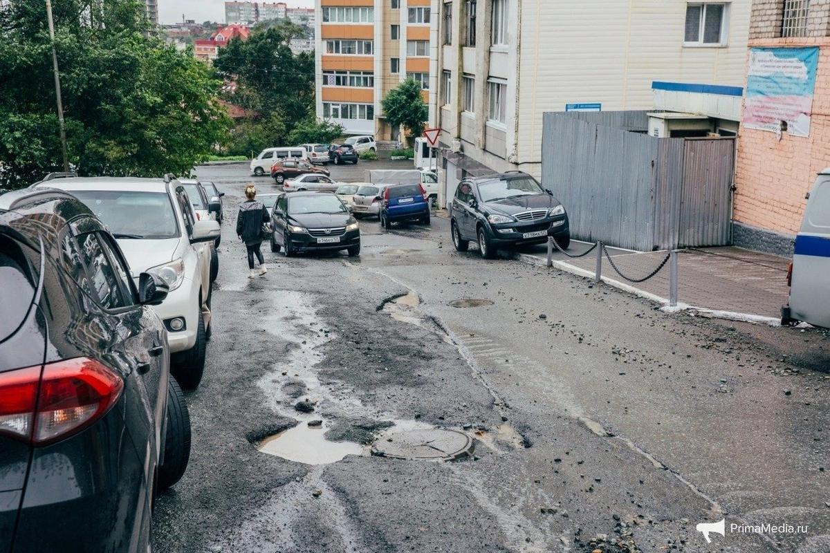 Состояние дороги на улицы Нерчинская. Фото: Мария Бородина / PrimaMedia