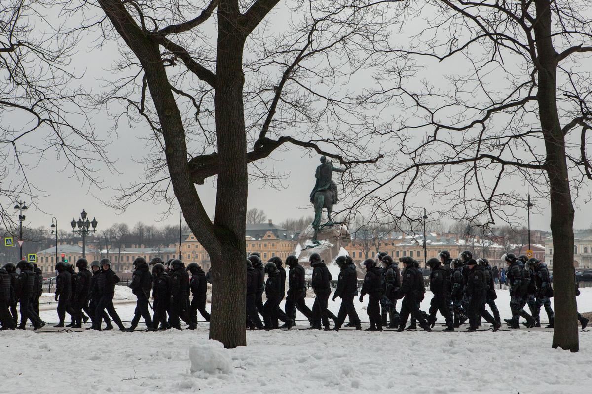 Январь, 2021. Акция протеста в Петербурге. Фото: Елена Лукьянова / «Новая»