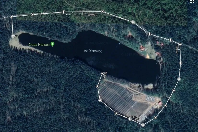 Площадь незаконно захваченной береговой линии. Фото: Google Maps