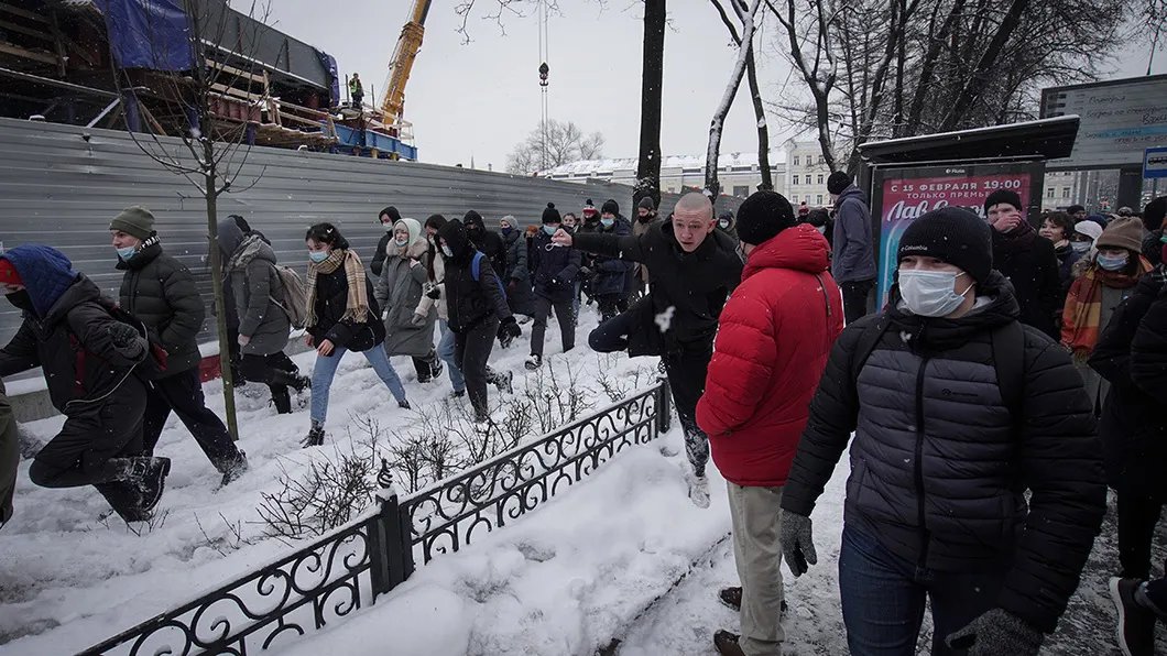 Участники акции на Каланчевской улице. Фото: Влад Докшин / «Новая газета»