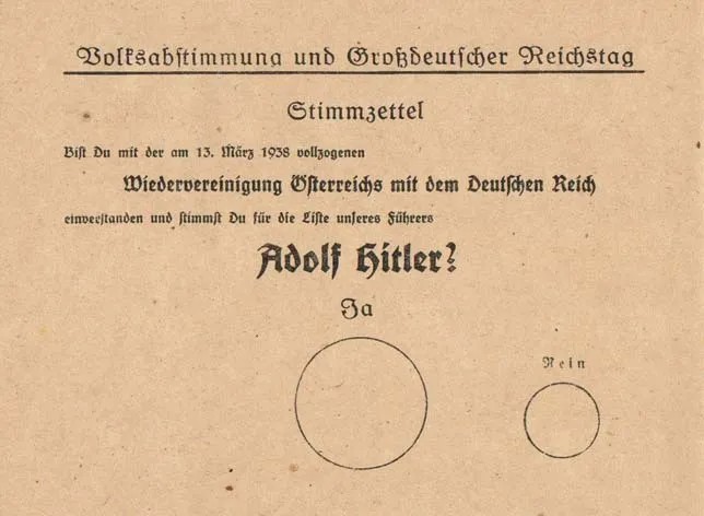 Бланк для голосования по вопросу объединения Австрии и Германии