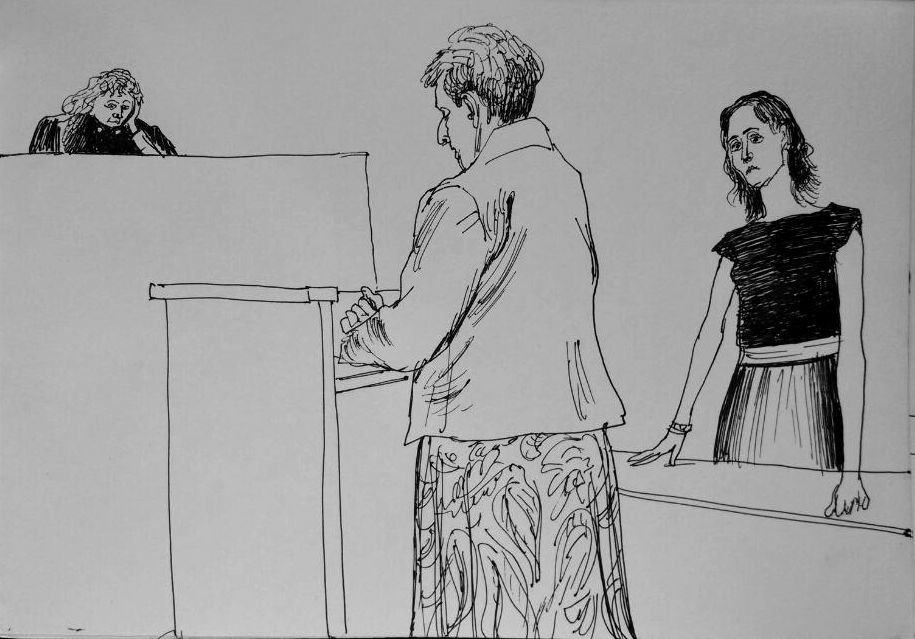 Адвокат Катерина Тертухина допрашивает Светлану Ганнушкину. Иллюстрации Екатерины Галактионовой