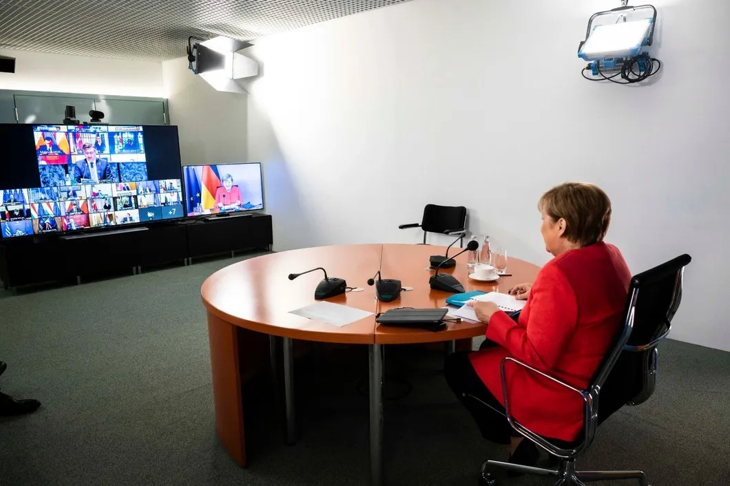 Канцлер Германии Ангела Меркель во время саммита Евросоюза в формате видеоконференции. Фото: ЕРА