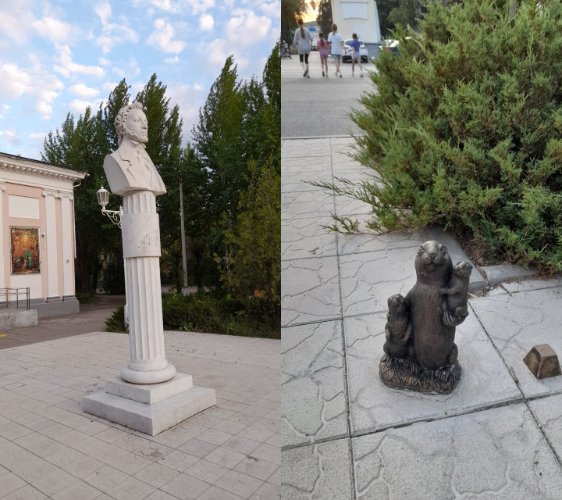 Пушкин здесь не был. Суслики читать не умеют, но на памятник посмотреть пришли. Фото: Николай Щербаков
