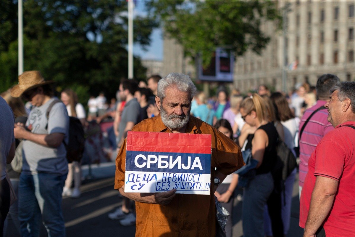 Акция протеста «Сербия против насилия» в Белграде. Фото: AP / TASS