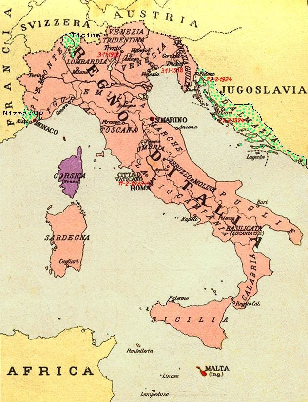 Фашистская карта «будущей Италии», выпущенная в 1930 году. Иллюстрация из открытых источников / Wikimedia