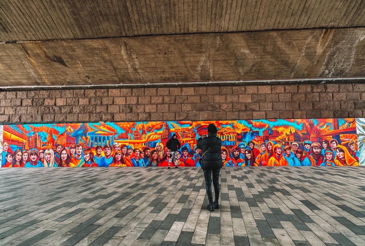 Граффити Сила Сибири. Центр Красноярска, опора Коммунального моста. Фото: страница в ВК Галка Красноярск