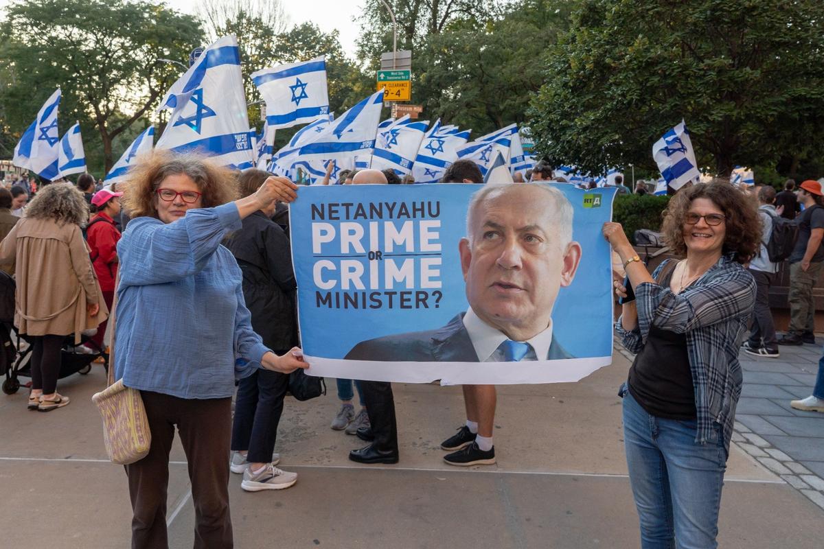 19 сентября 2023 года. Протест израильских эмигранов и евреев из США во время визита Нетаньяху в ООН. Фото: Zuma / TASS