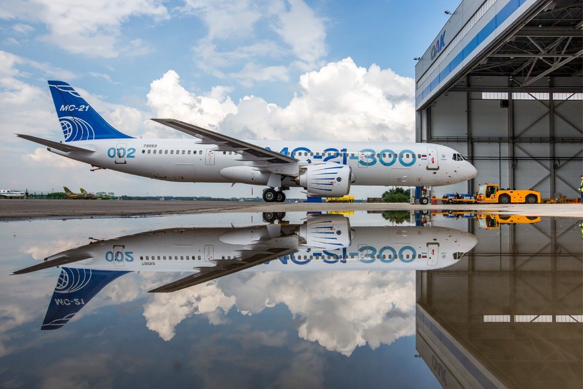 Российский пассажирский самолет МС-21-300 («Магистральный самолет XXI века»), 2018 год. Фото: Марина Лысцева / ТАСС