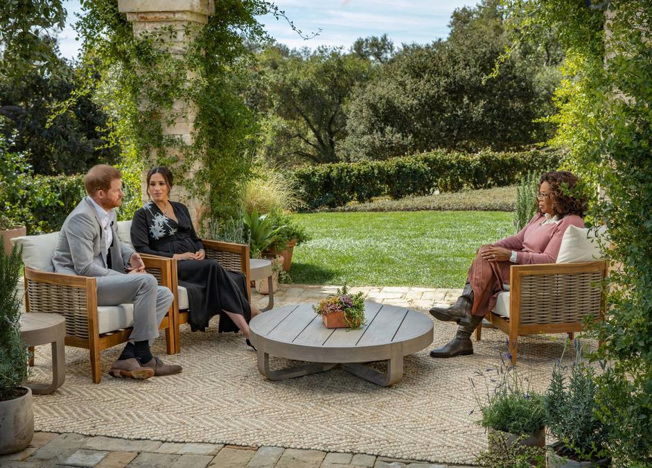 Герцог и герцогиня Сассекские во время интервью Опре Уинфри, 7 марта. Фото: Harpo Productions / Joe Pugliese / Getty Images
