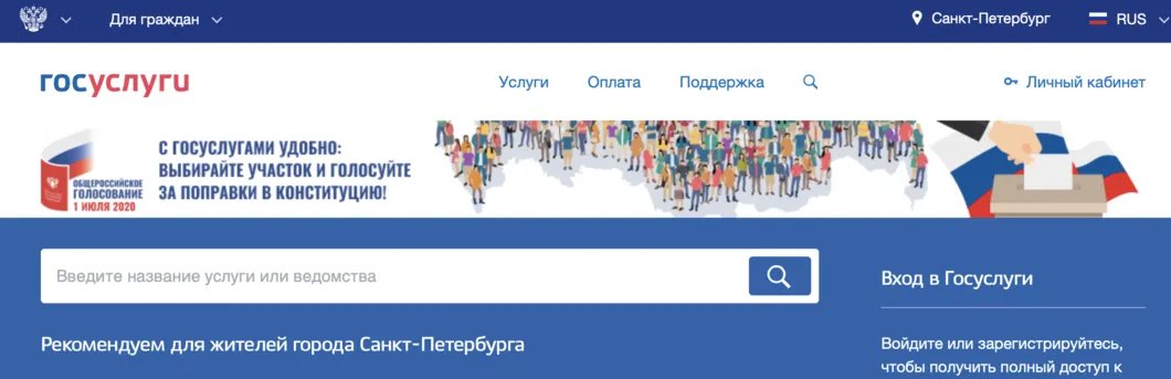 Скриншот с сайта госуслуг.