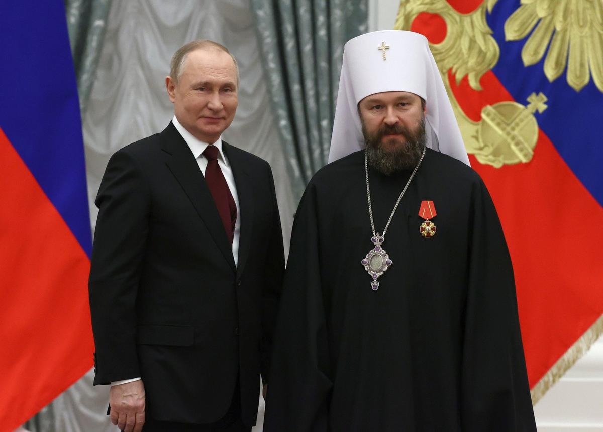 Владимир Путин и митрополит Иларион (Алфеев). Фото: Сергей Карпухин / ТАСС