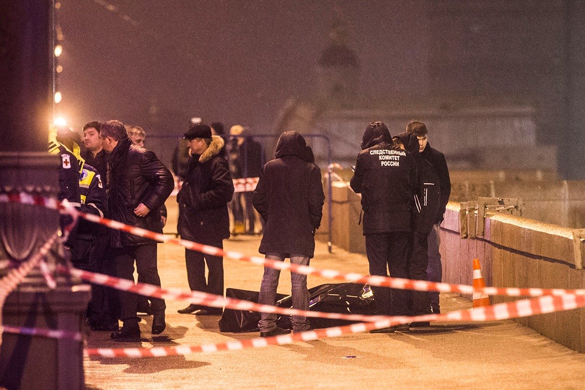 На месте убийства политика Бориса Немцова. Фото: Евгений Фельдман