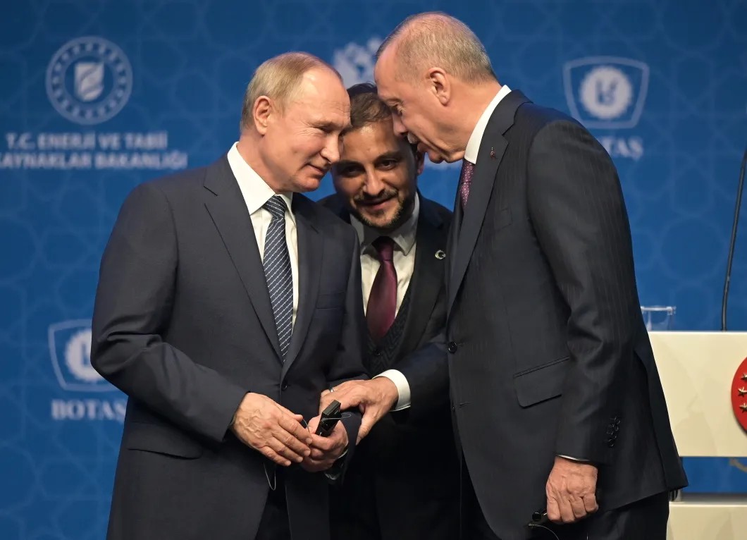 Владимир Путин и Реджеп Эрдоган на церемонии открытия газопровода. Фото: РИА Новости
