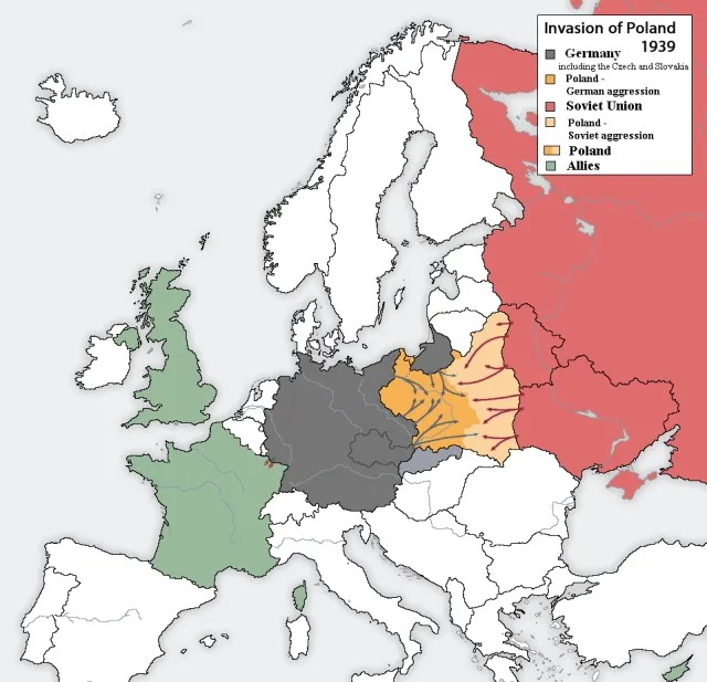 Захват Польши в 1939 году. Карта / Wikimapia