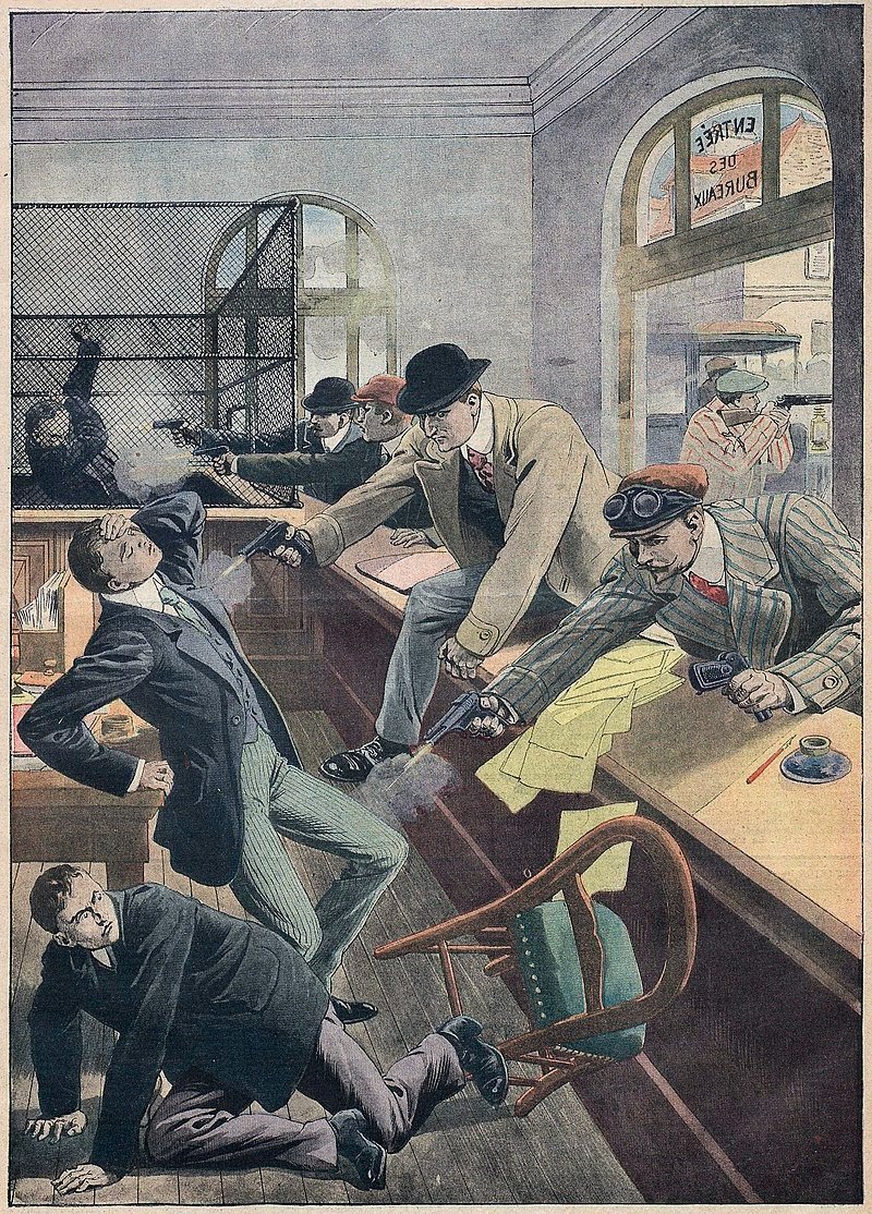 Нападение банды Боно на банк, рисунок. Архив Викимедии