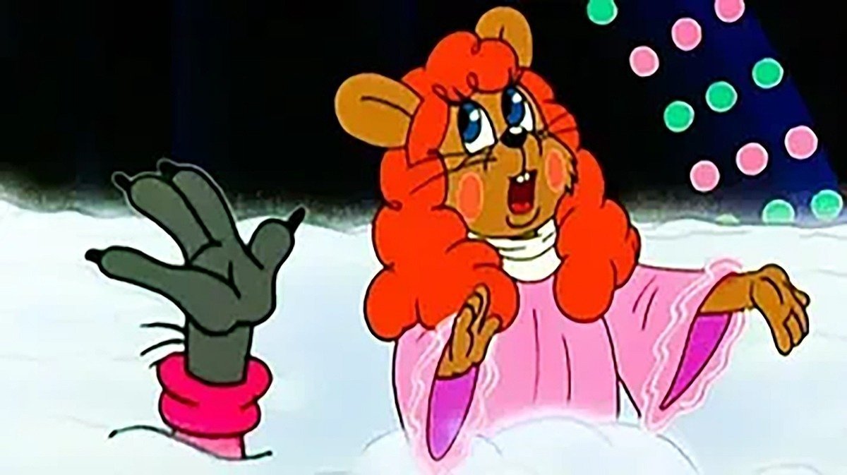 Самый любимый наш «блюр» — Заяц из «Ну, погоди!» в образе Аллы Пугачевой, поющий про айсберг и превращенный каналом «Карусель» в облачное пятно. Скриншот из видео