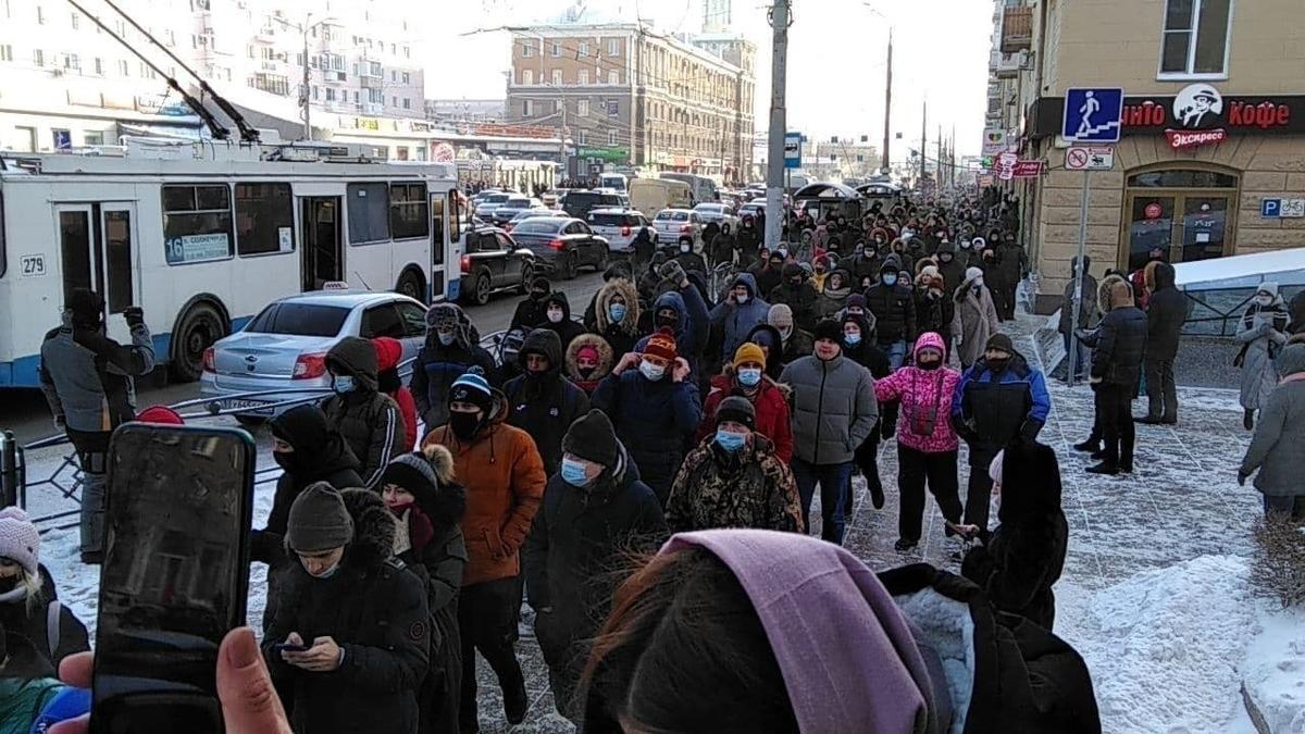 Акция в Омске в поддержку Навального 2021. Фото: архив Омского Штаба