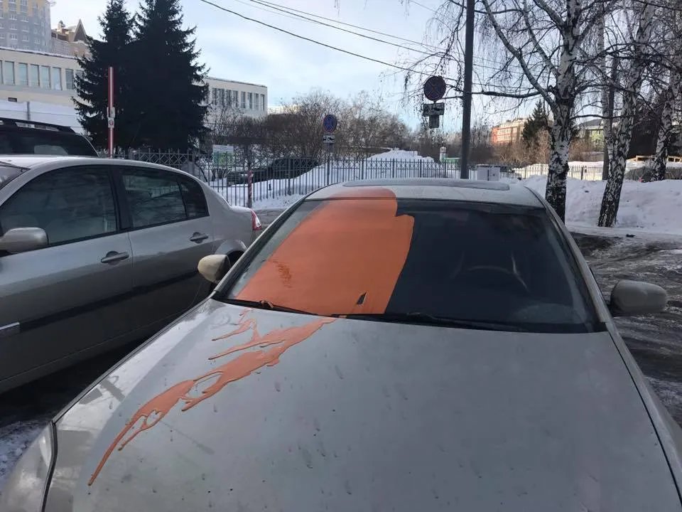 Краска на машине. Фото: фейсбук Ксении Фадеевой