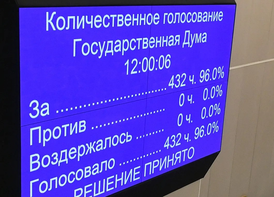 Голосование по законопроекту о поправках. Фото: РИА Новости