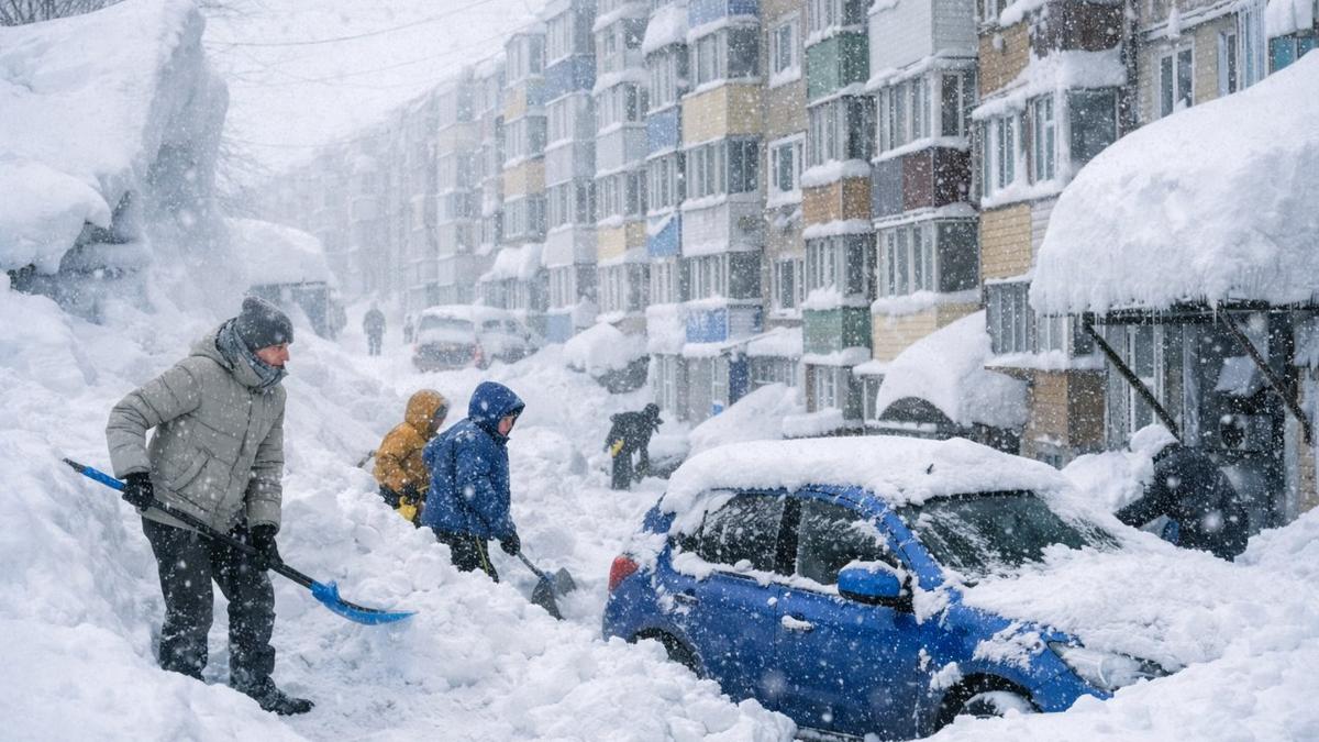 В сугробе. Видео