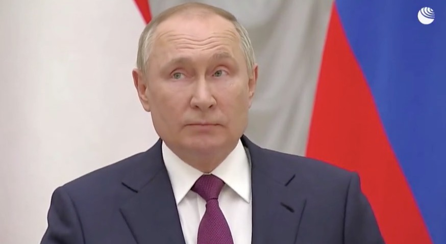 Путин во время выступления в Кремле. Скриншот видео РИА Новости