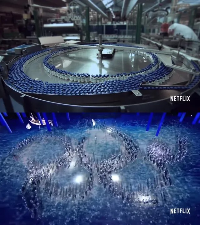 Вверху — фасовка спортивных препаратов. Внизу — церемония открытия Игр в Сочи. Кадры из фильма «Икар», получившего «Оскар».