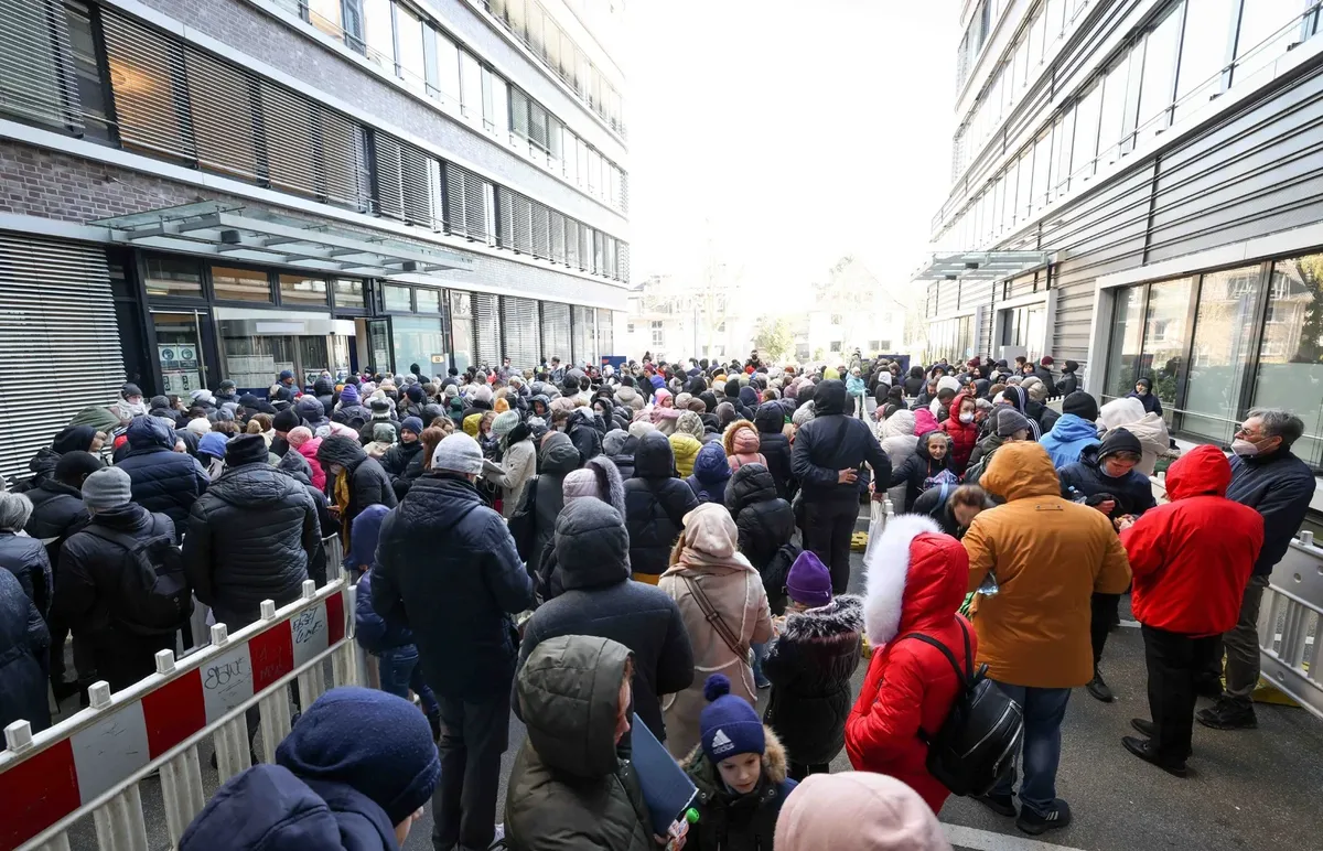 Пункт регистрации для беженцев из Украины. Гамбург, 9 марта 2022 г. Фото: dpa / picture-alliance