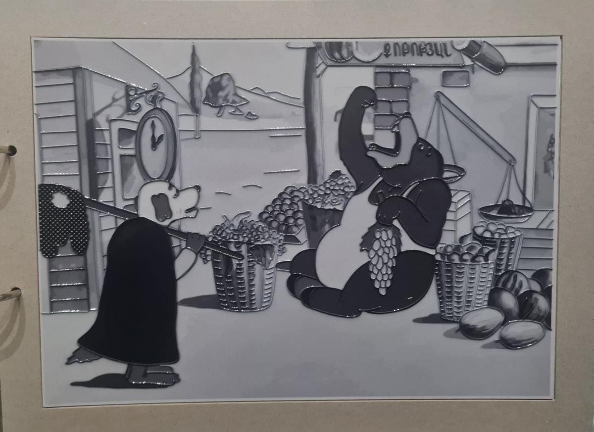 Один из «кадров» тактильной копии мультфильма «Пес и Кот», 2024