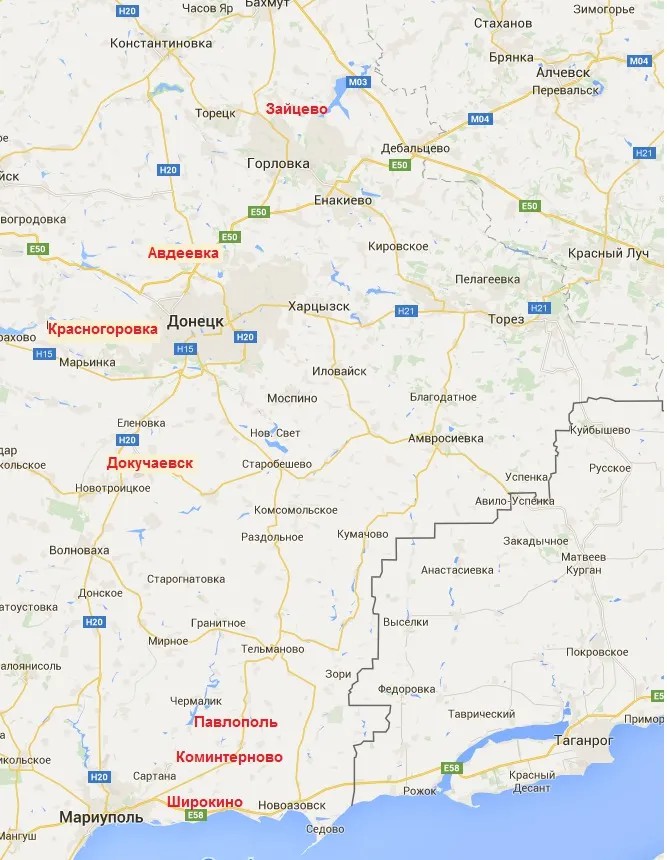 Красным на карте отмечены очаги столкновений в буферной зоне (нечетко прописанной) Минских соглашений