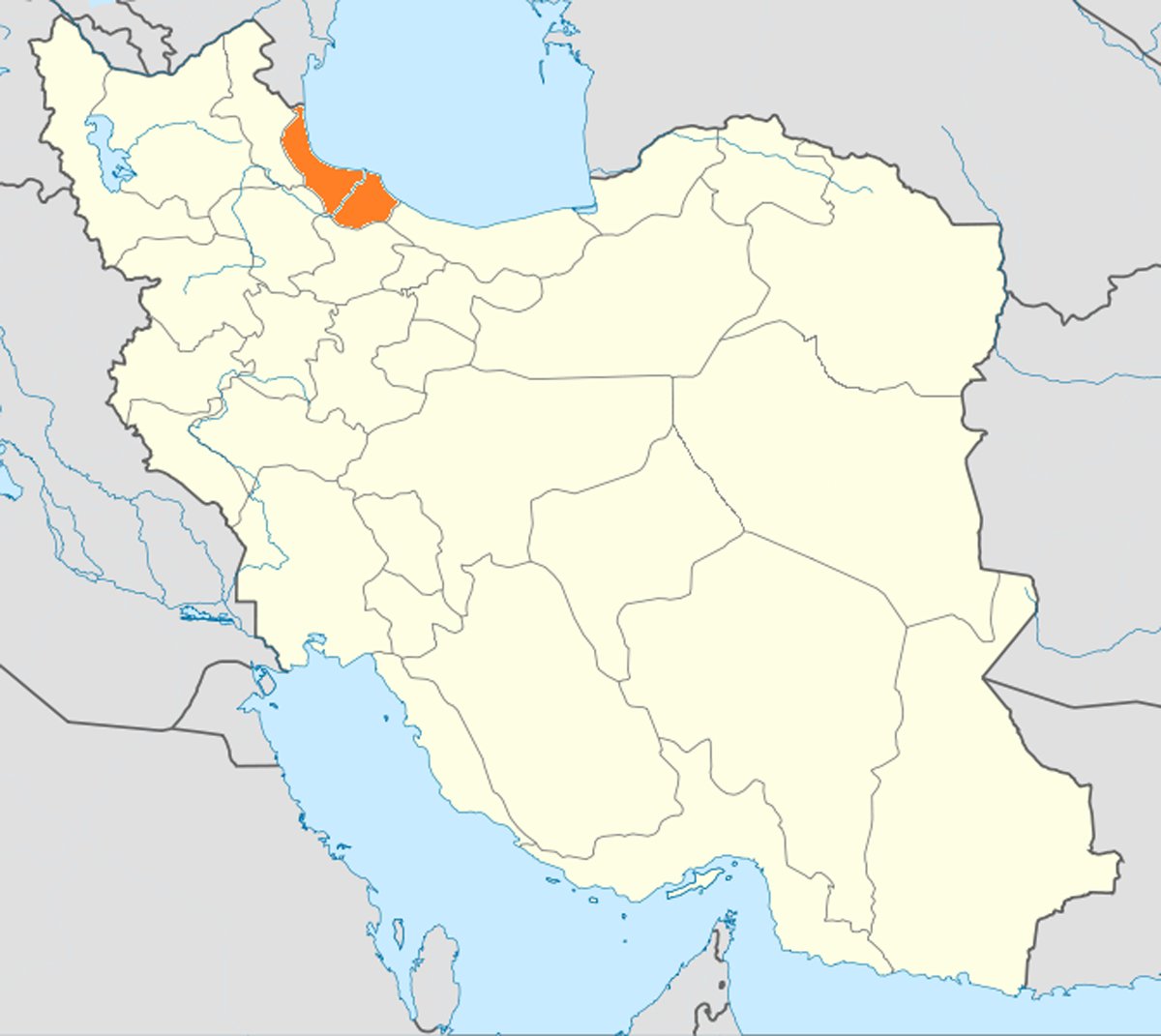 Расположение Гилана, где была провозглашена Персидская ССР, в Иране. Фото: Википедия