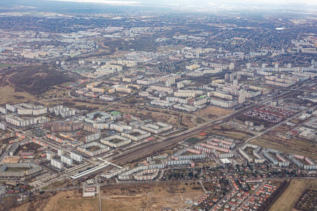 Берлинский район Marzahn Hellersdorf, вид с воздуха. Фото: Wikimedia