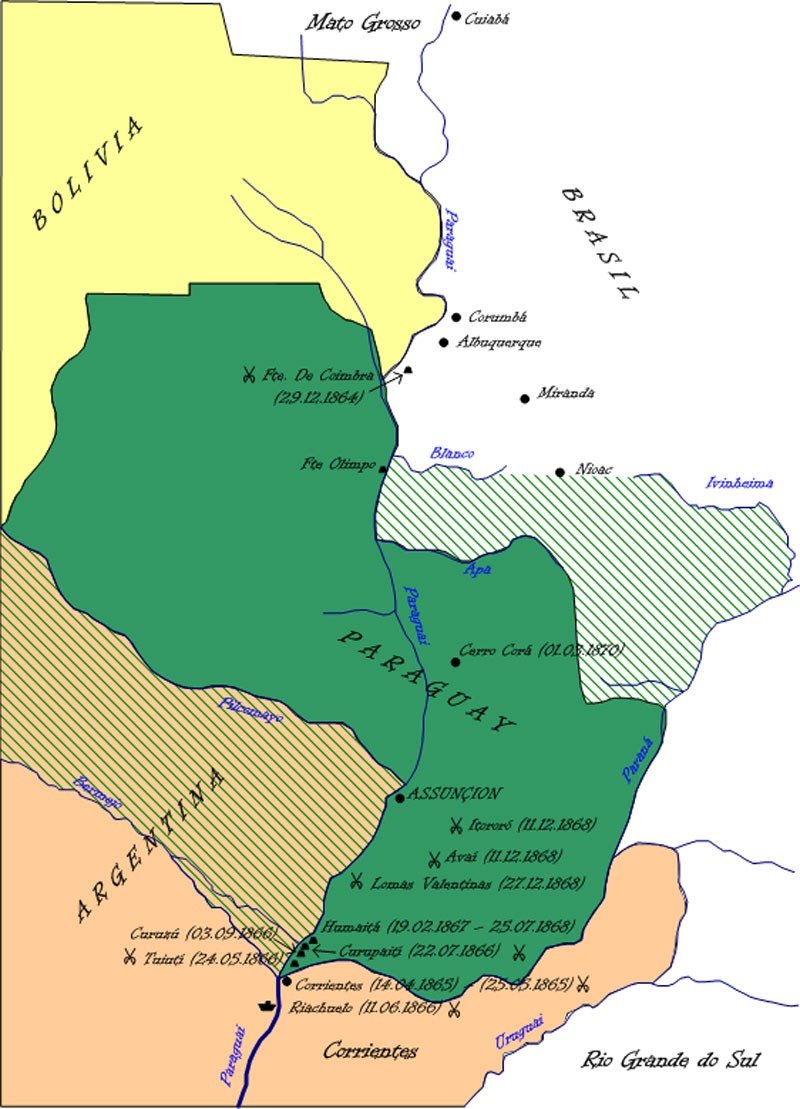 Карта Парагвая в первой половине XIX века. Источник: Википедия