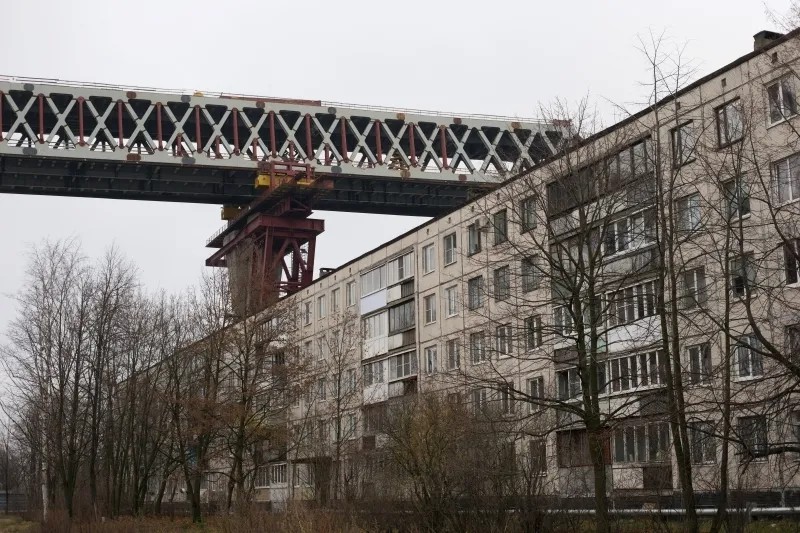 Строительство двухярусного моста через Морской канал в Петербурге. Фото: РИА Новости