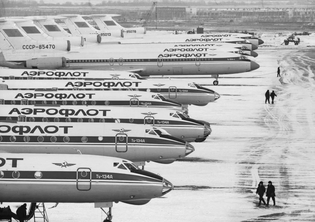 Самолеты Ту-134 А, Ту-154, ИЛ-62, ИЛ-76 во время учебных занятий. Фото: ТАСС