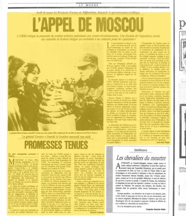 L’Humanité, 16.02.1989, Promesses tenues, Bernard Frédérick