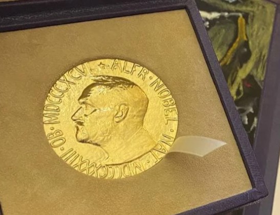 Медаль Нобелевской премии мира. Фото: Надежда Прусенкова / «Новая газета»