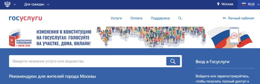 Скриншот с сайта госуслуг.