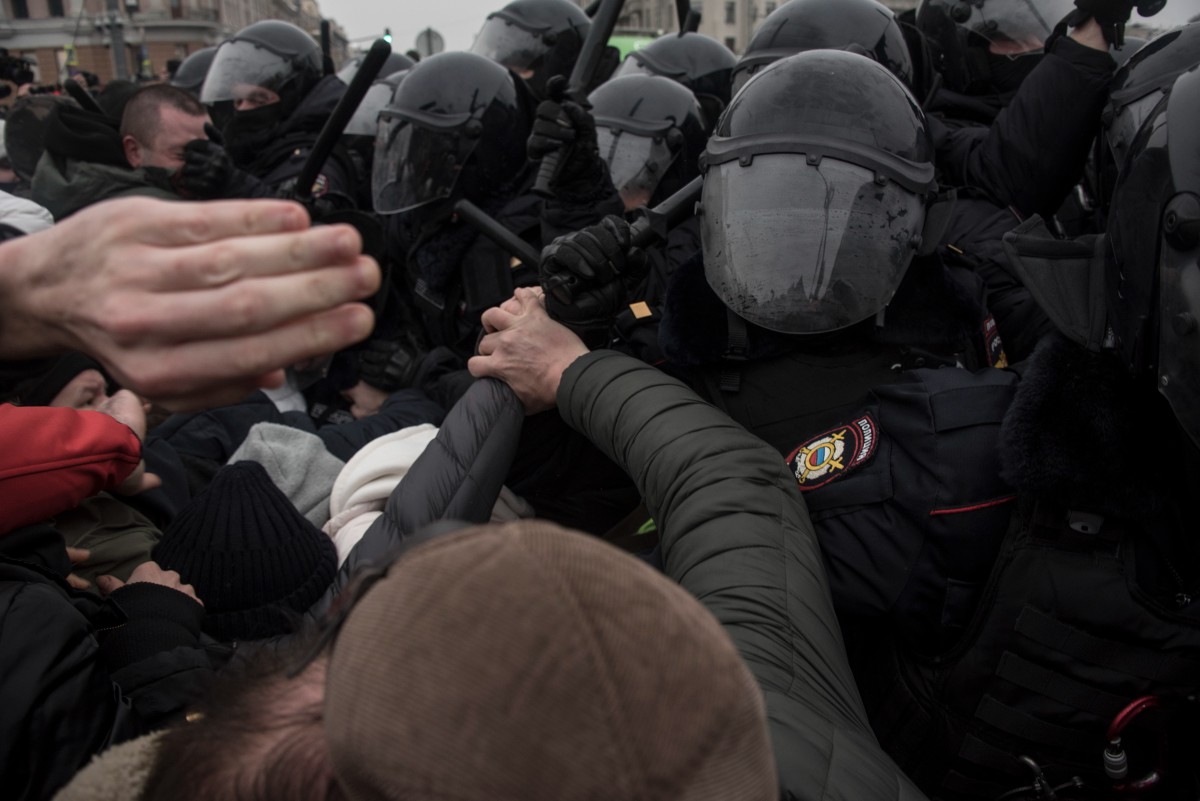 Разгон участников акции в Москве. Фото: Виктория Одиссонова / «Новая газета»